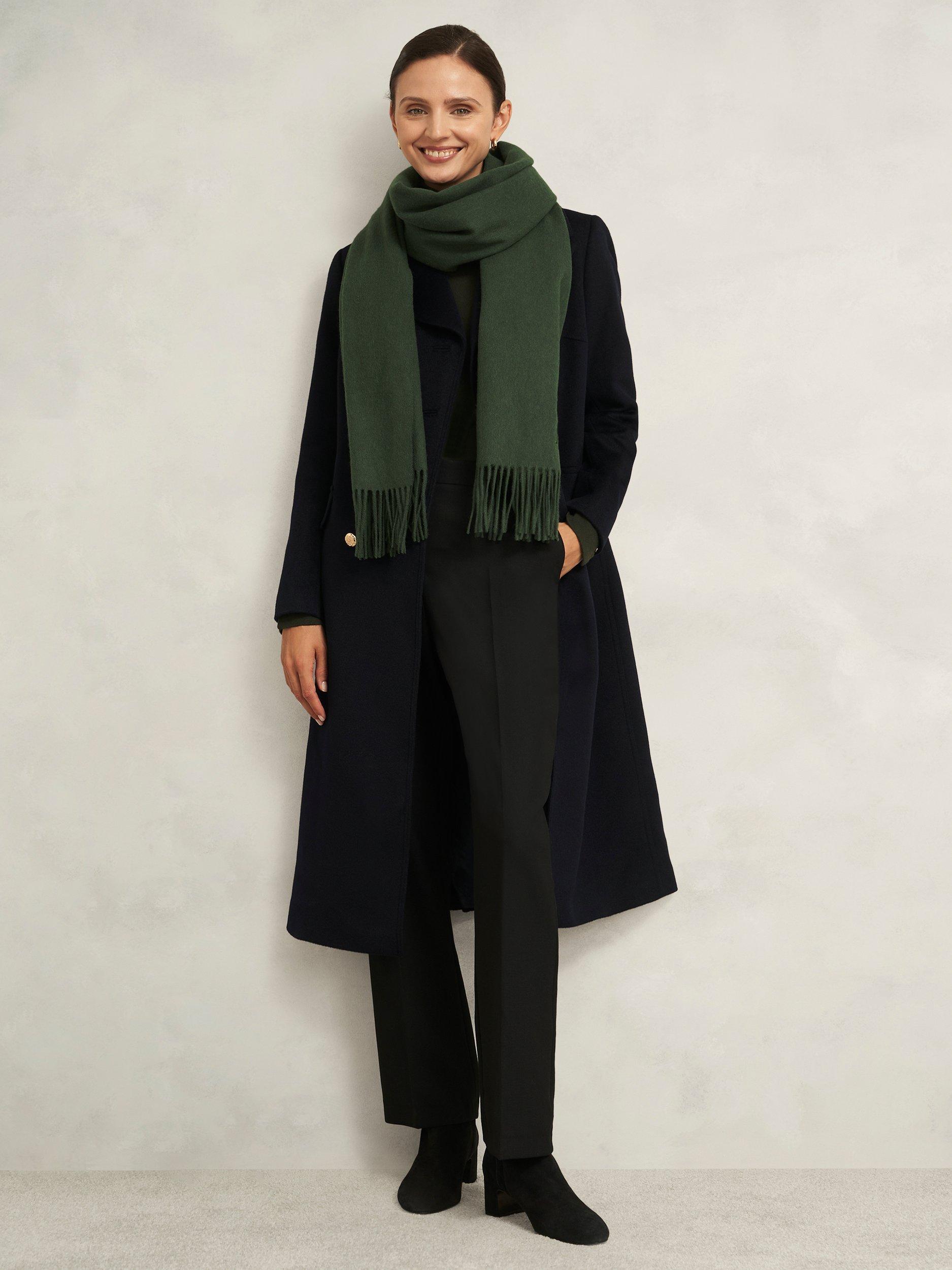 Product image 4 of 4, which shows Hobbs Emery Pure Wool Scarf, Dark Green, One Size
