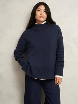 Hobbs Gaskell Wool Blend Jumper, Navy Marl, Navy Marl