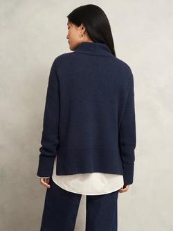 Hobbs Gaskell Wool Blend Jumper, Navy Marl - view 2, Navy Marl