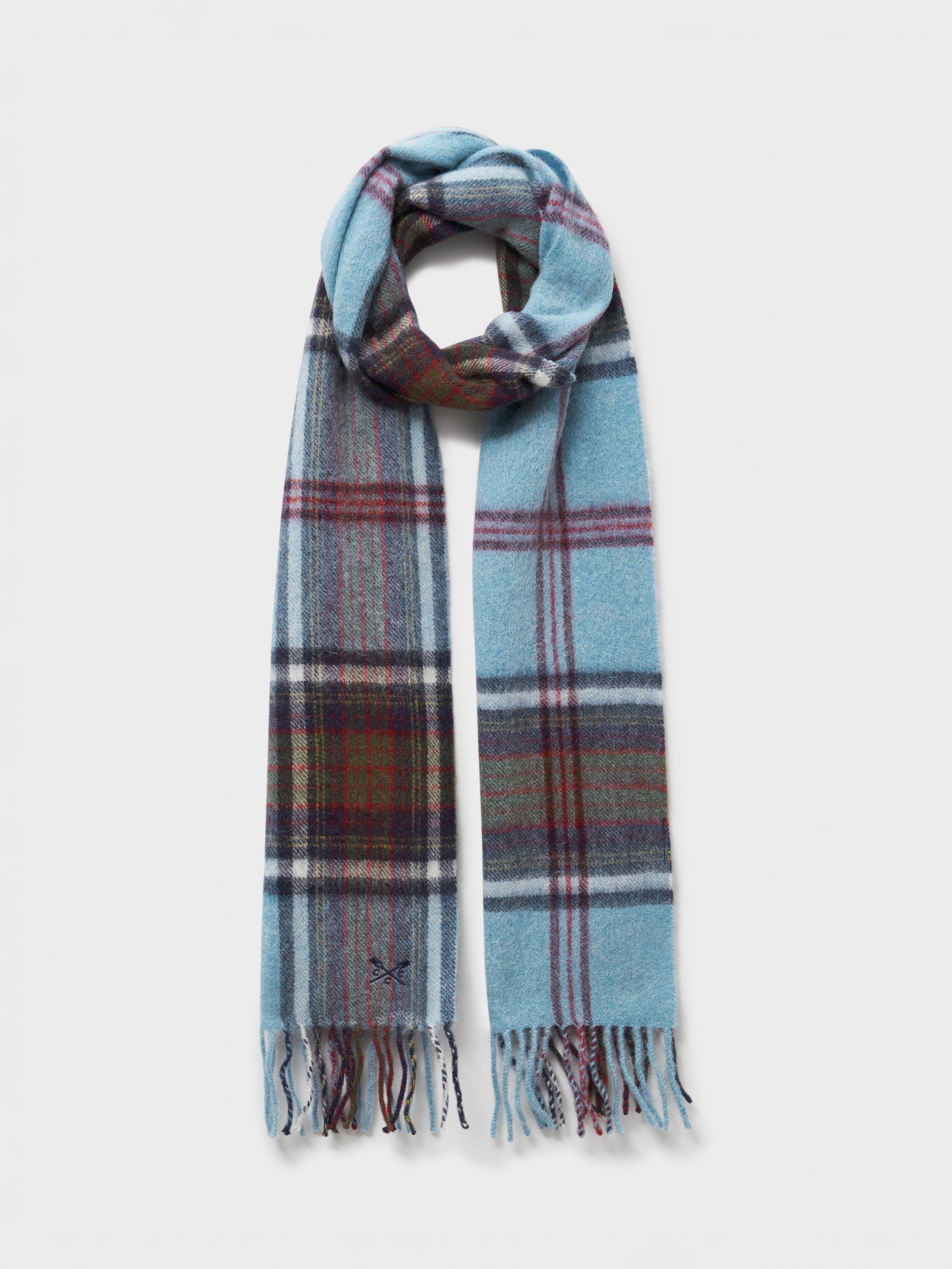 Product image 1 of 2, which shows Crew Clothing Lambswool Check Scarf, Blue