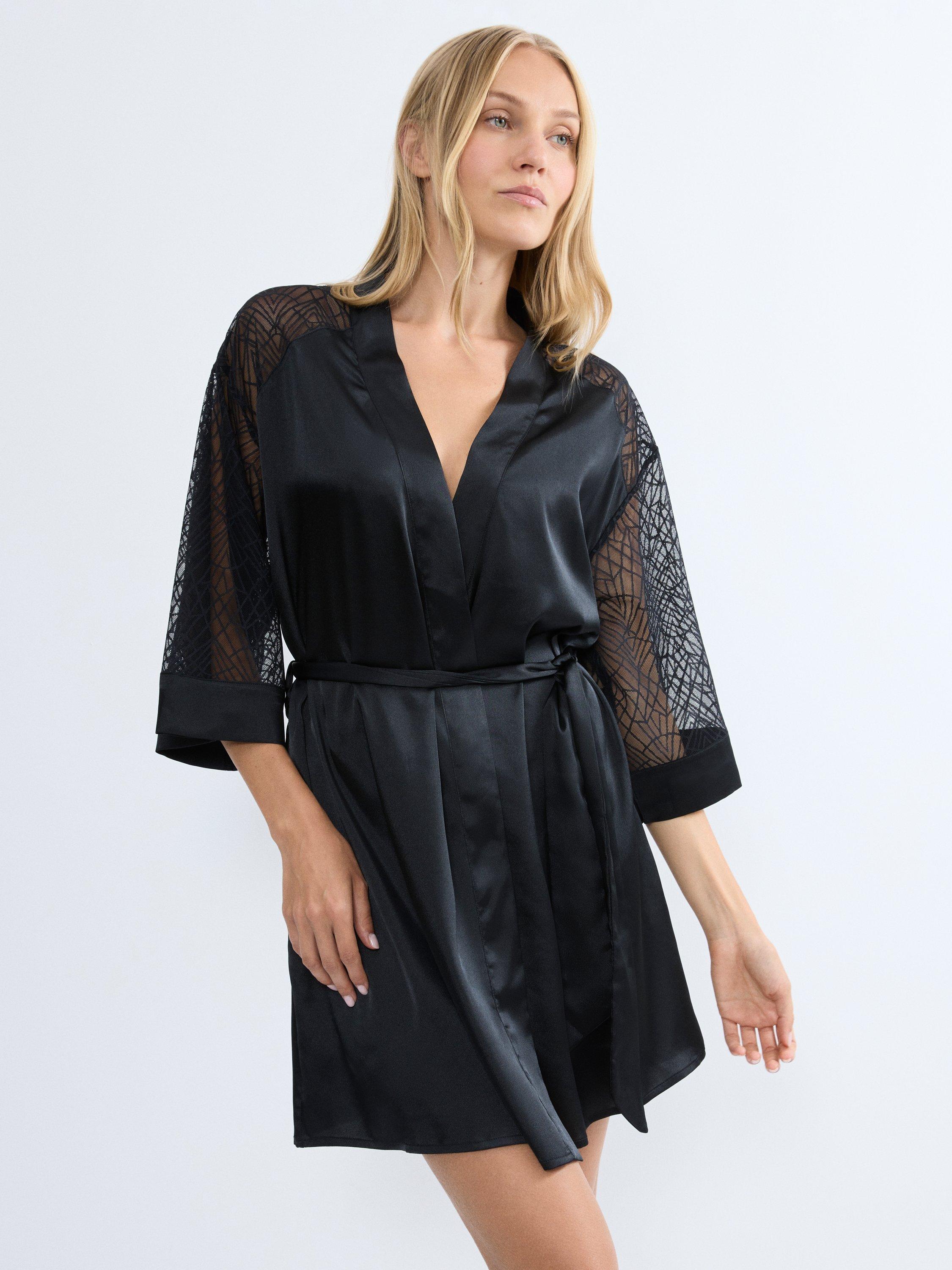 Product image 1 of 3, which shows Triumph A Weekend to Remember Robe, Black, 8