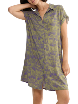 Triumph Boyfriend Fit Short Sleeve Nightdress, Green/Purple, Green/Purple