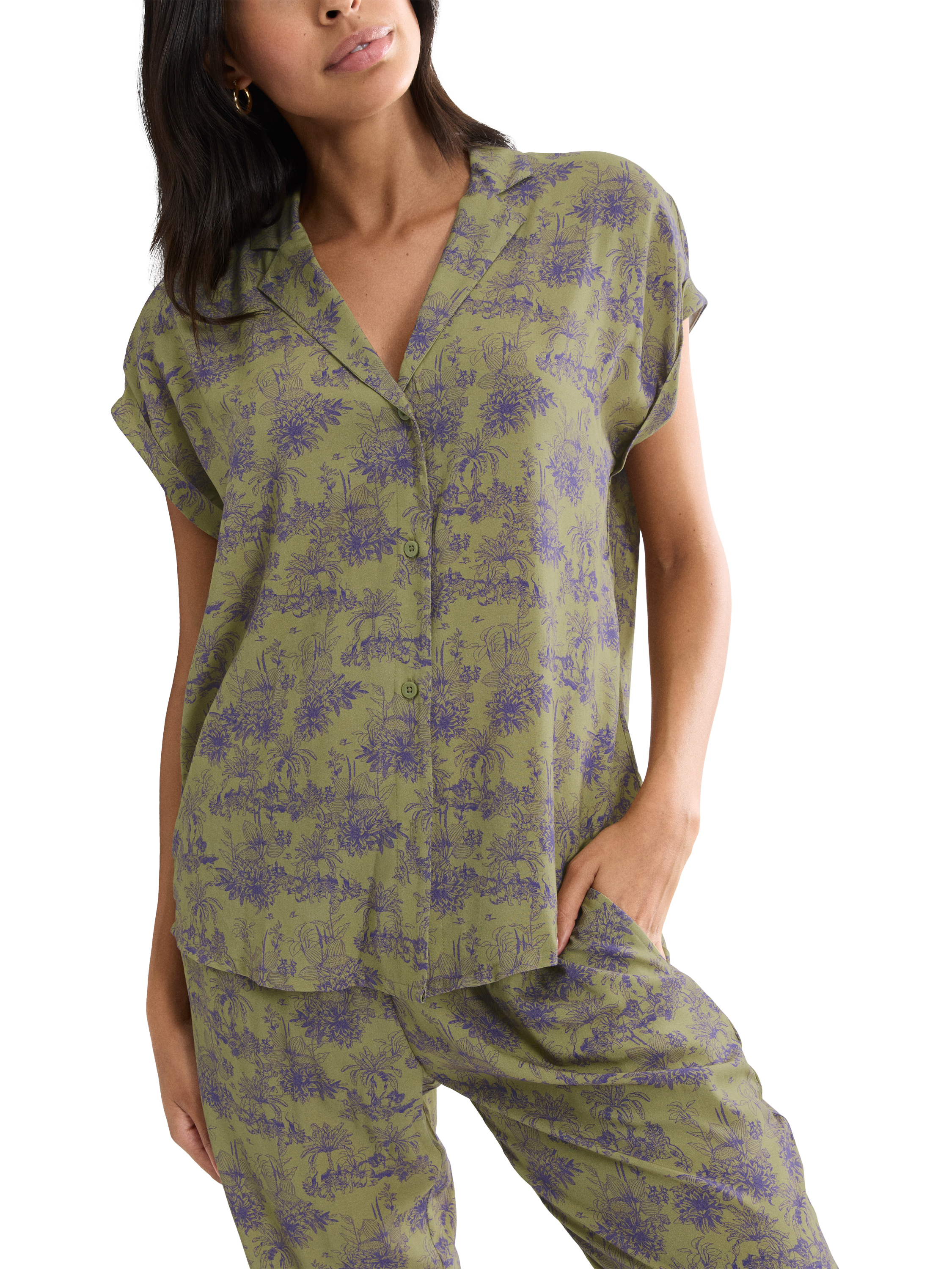 Product image 1 of 4, which shows Triumph Boyfriend Fit Pyjama Set, Green, 8
