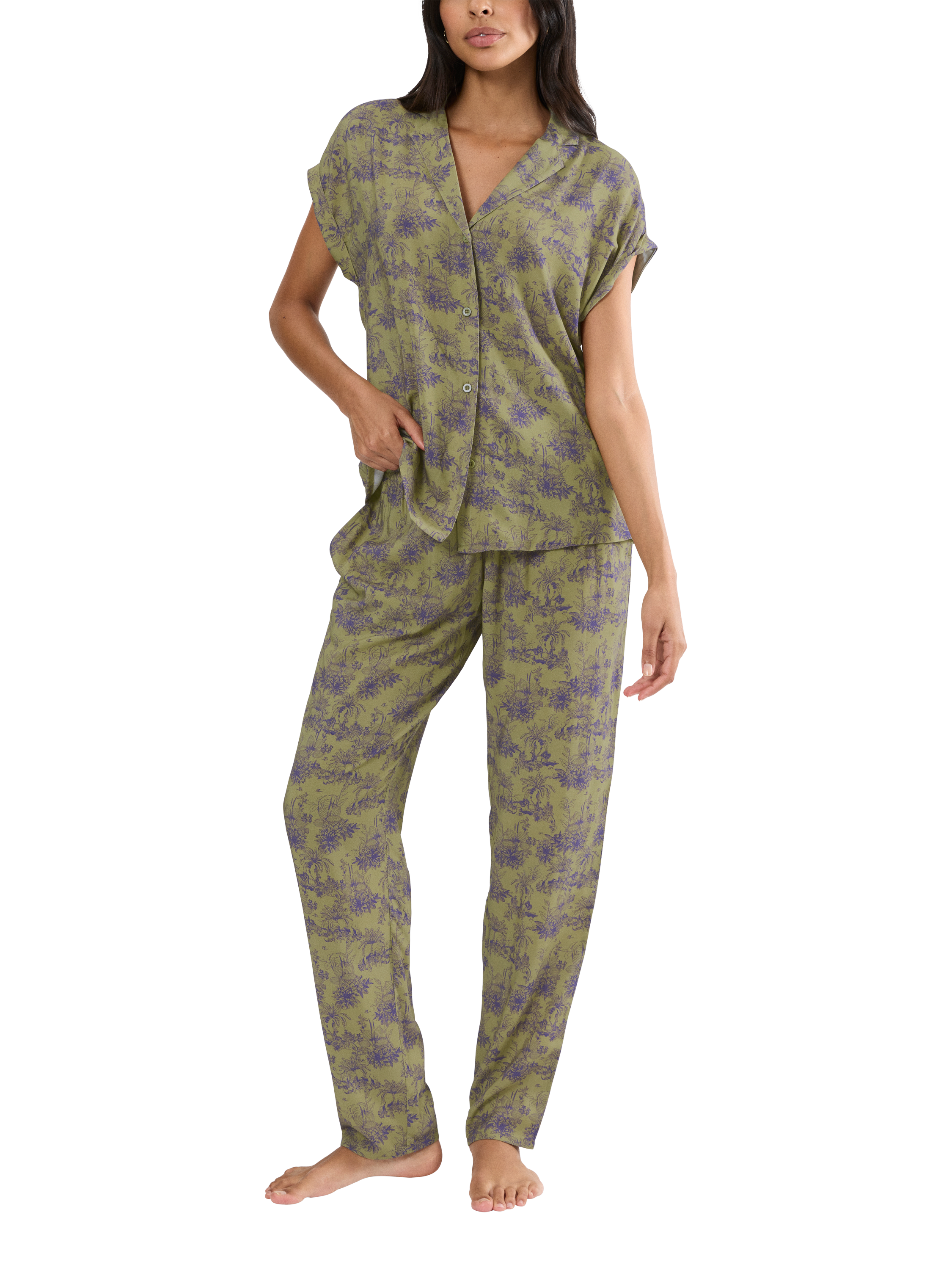 Product image 3 of 4, which shows Triumph Boyfriend Fit Pyjama Set, Green, 8