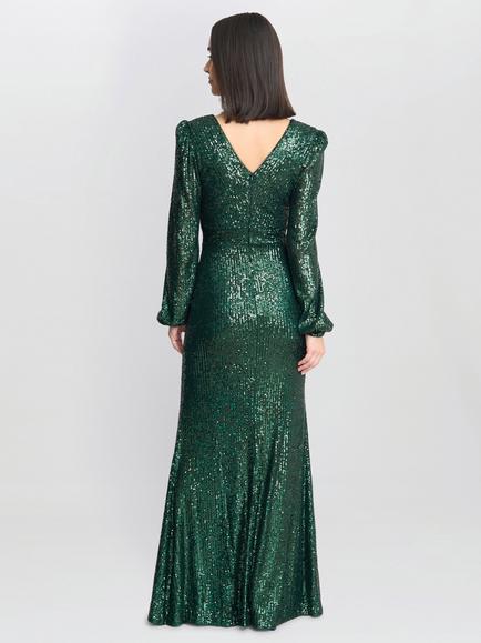 Gina Bacconi Alison Sequin Maxi Dress, Bright Green - view 2, Bright Green