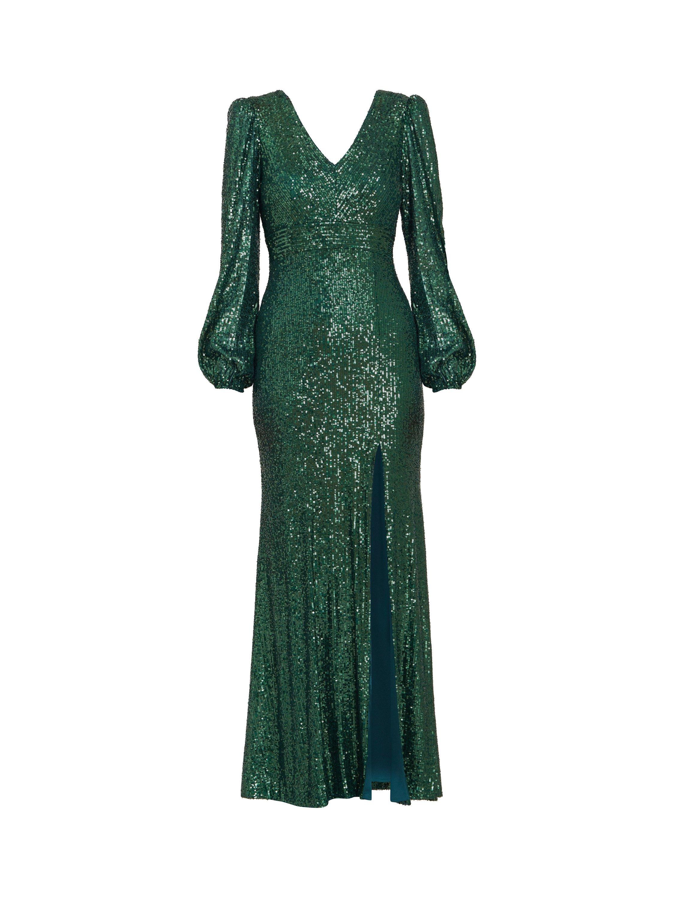 Product image 4 of 7, which shows Gina Bacconi Alison Sequin Maxi Dress, Bright Green, 8