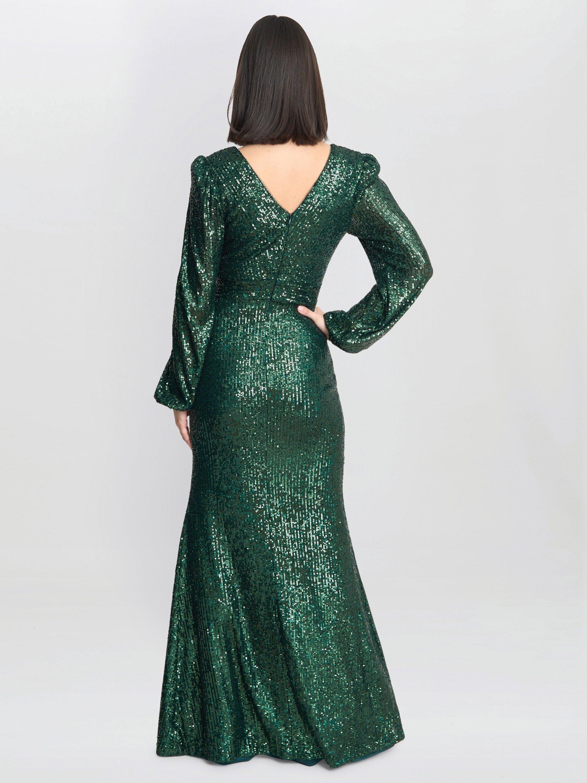 Product image 6 of 7, which shows Gina Bacconi Alison Sequin Maxi Dress, Bright Green, 8