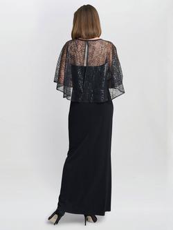 Gina Bacconi Anoushka Beaded Cape Maxi Dress, Black - view 2, Black