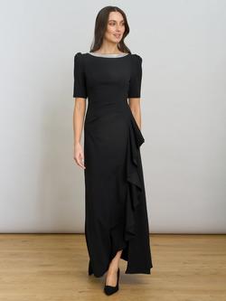 Gina Bacconi Paola Beaded Neck Maxi Dress, Black, Black