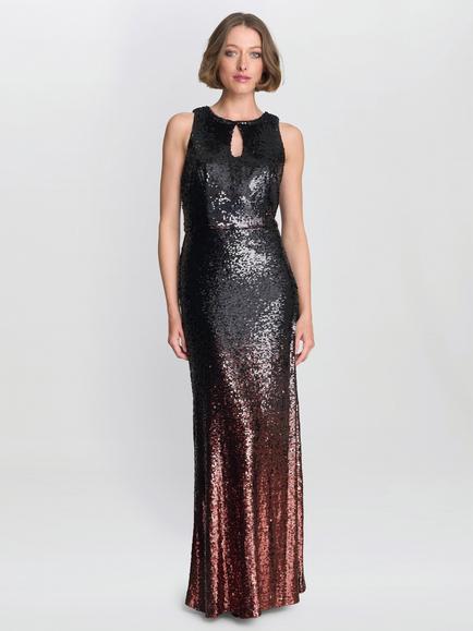Gina Bacconi Tallulah Sequin Sleeveless Mermaid Maxi Dress, Black