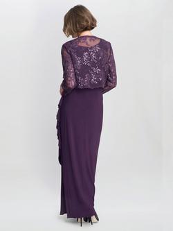 Gina Bacconi Floral Sleeveless Draped Maxi Dress - view 2, Eggplant