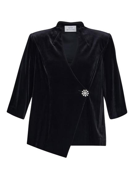 Gina Bacconi Tayla Brooch Velvet Top - view 2, Black