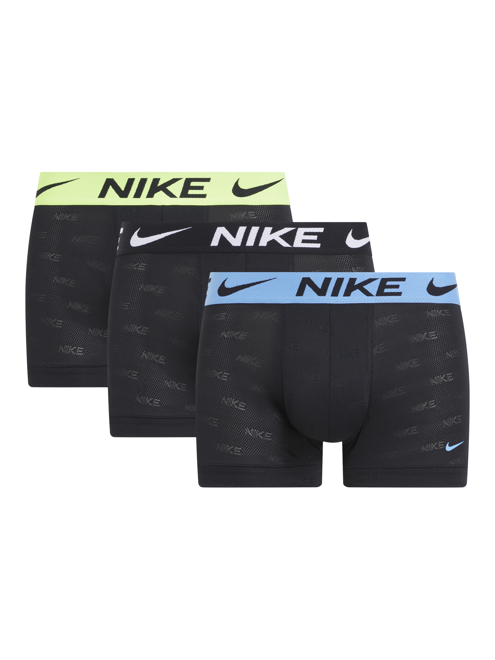 Product image 1 of 3, which shows Nike Logo Trunks, Pack of 3, Black, S