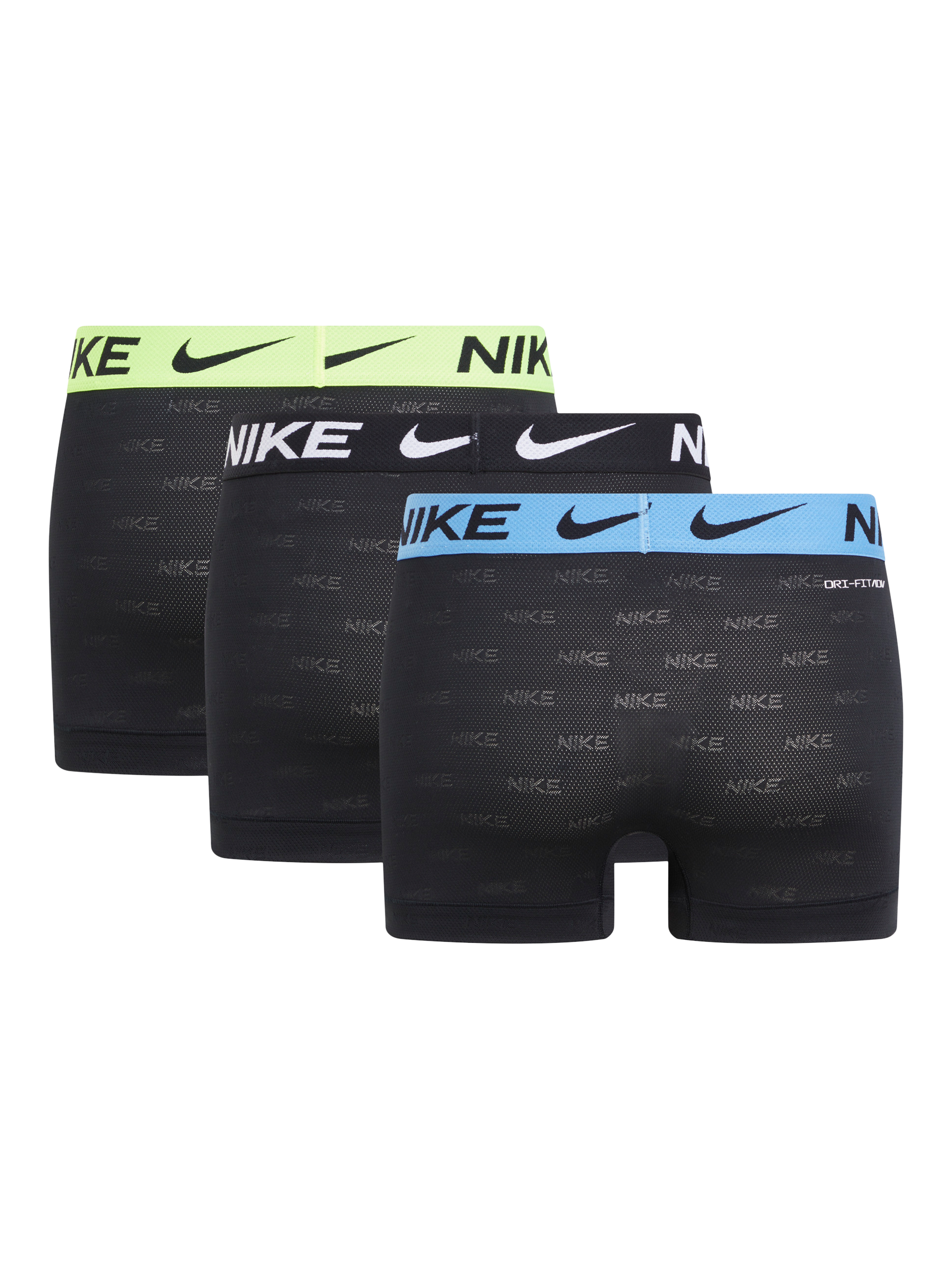 Product image 2 of 3, which shows Nike Logo Trunks, Pack of 3, Black, S