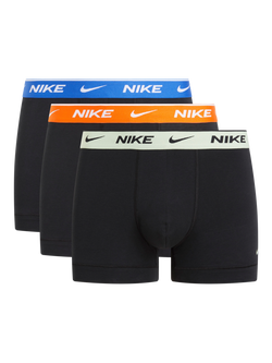 Nike Logo Cotton Blend Trunks, Pack of 3, Black