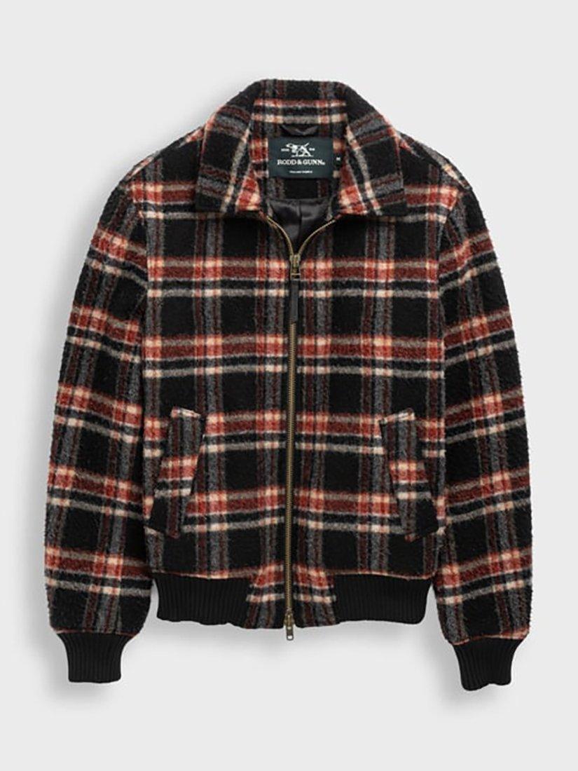 Product image 4 of 6, which shows Rodd & Gunn Rigney Check Wool Blend Bomber Jacket, Midnight, L