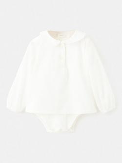Mango Kids' Canada Long Sleeve Bodysuit Shirt, Natural White, Natural White