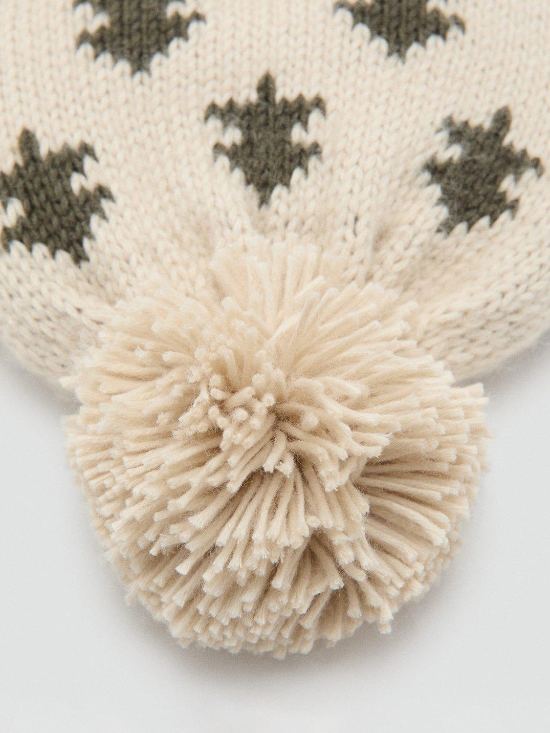 Product image 3 of 4, which shows Mango Kids' Bosque Tree Beanie Hat, Beige/Dark Green, 3-5 years
