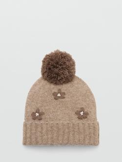 Mango Kids' Marga Bobble Hat, Light Brown, Light Brown