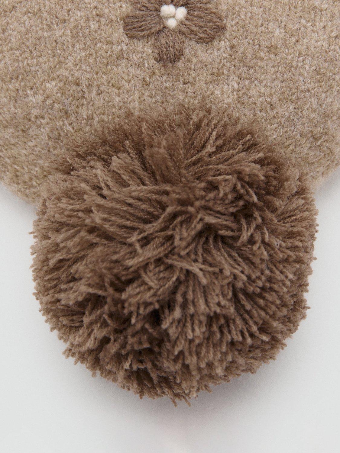 Product image 3 of 4, which shows Mango Kids' Marga Bobble Hat, Light Brown, 3-5 years