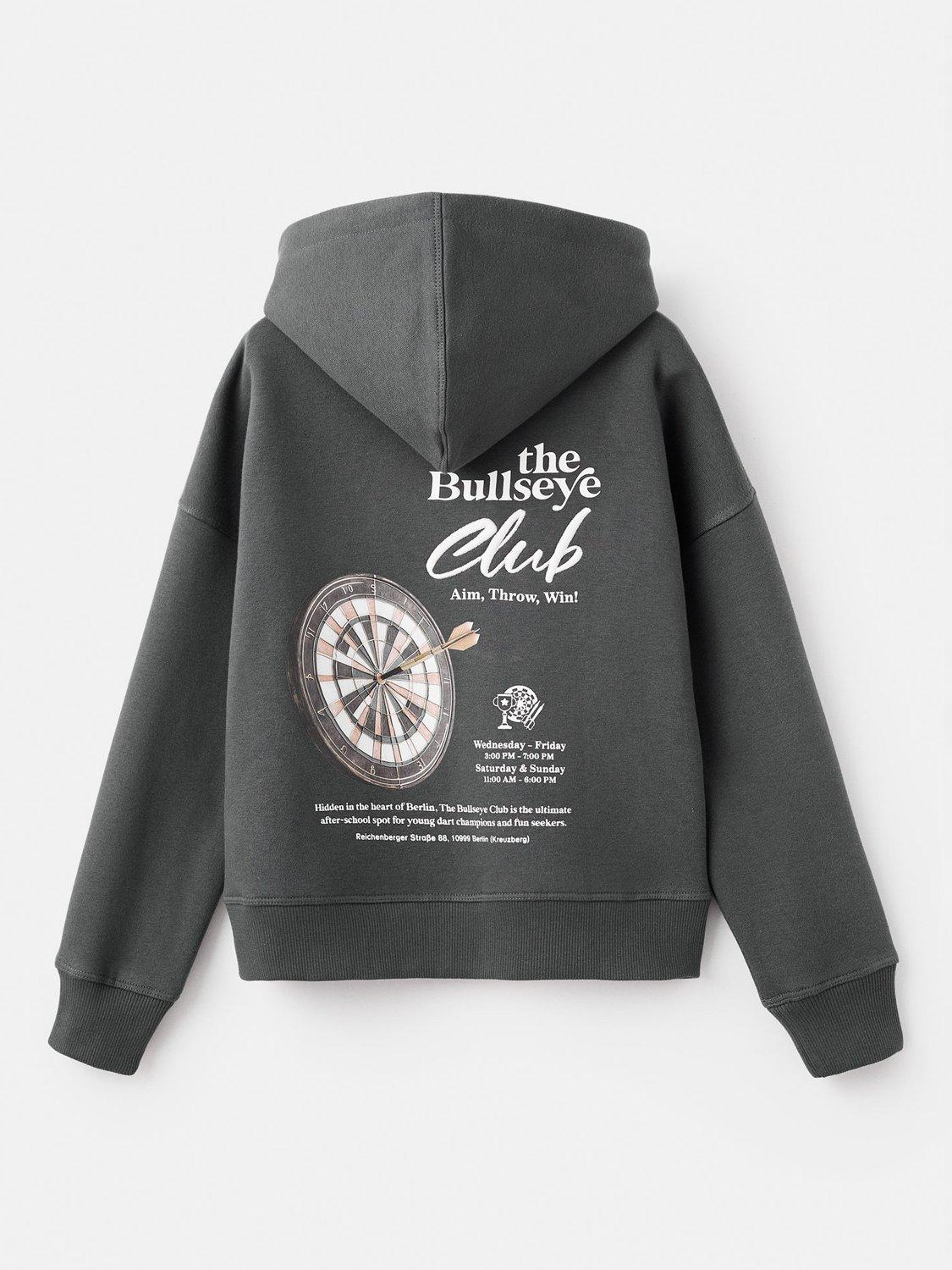 Product image 4 of 7, which shows Mango Kids' Dart Graphic Print Hoodie, Charcoal, 11-12 years
