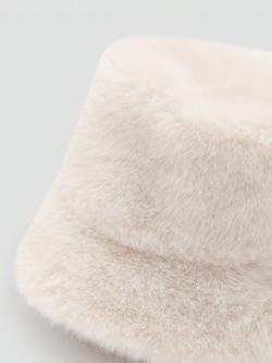 Mango Kid's Canela Faux Fur Bucket Hat, Beige - view 2, Beige