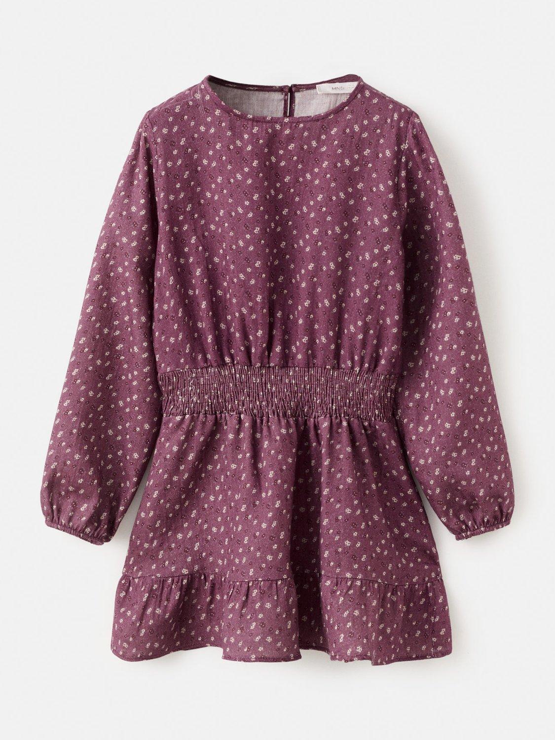 Product image 1 of 4, which shows Mango Kids' Selene Dress, Dark Red, 10 years