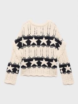 Mango Kids' City Stars Knitted Sweater, Natural White - view 2, Natural White