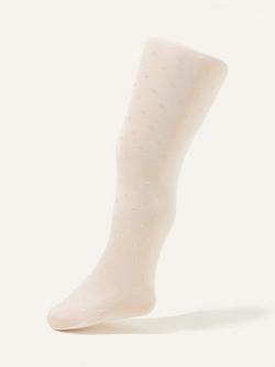 Monsoon Baby Polka Dot Tights, Ivory, Ivory