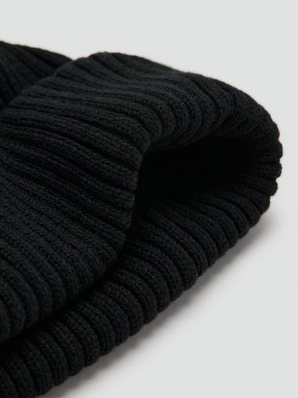 Mango Rib Knit Cap, Black - view 2, Black