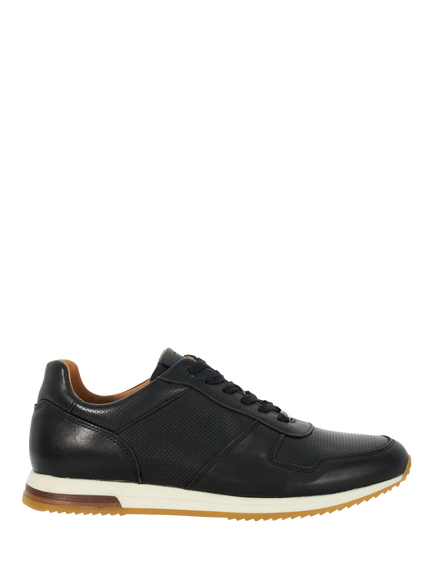 Dune London Trilogy Suede Wide Fit Trainers, Black