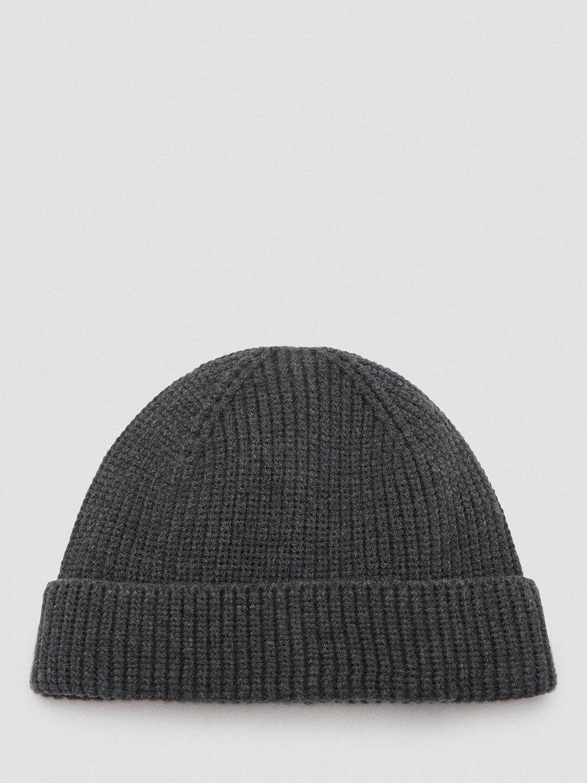 Product image 1 of 3, which shows Mango Rib Knit Cap, Grey, One Size