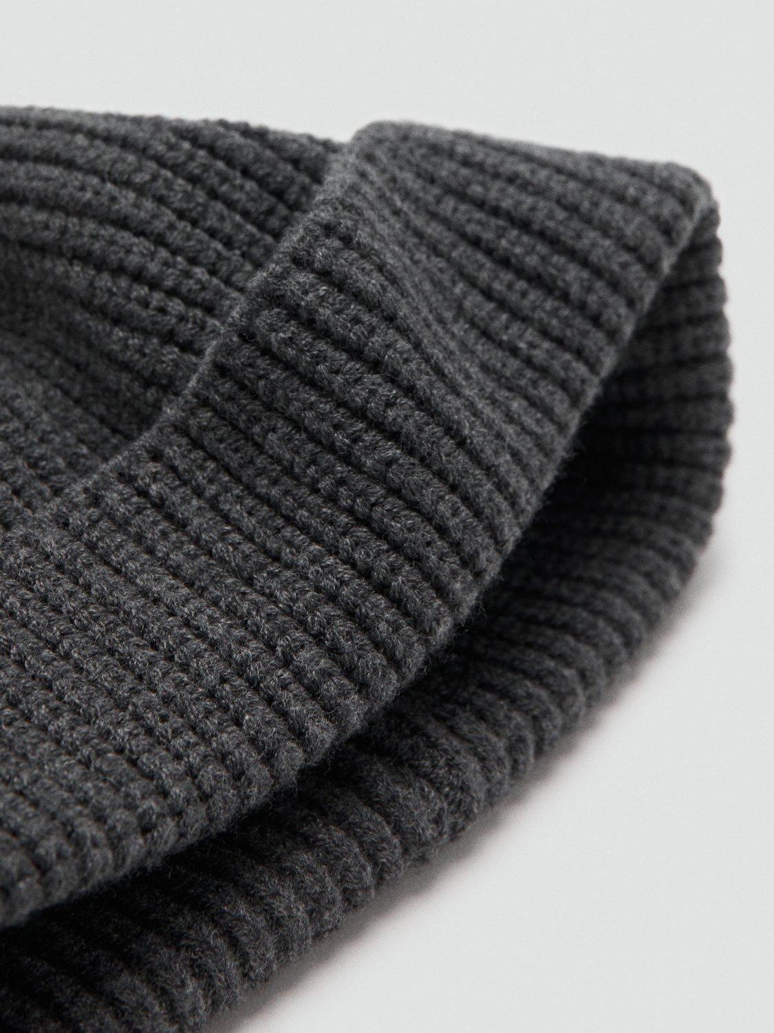 Product image 2 of 3, which shows Mango Rib Knit Cap, Grey, One Size