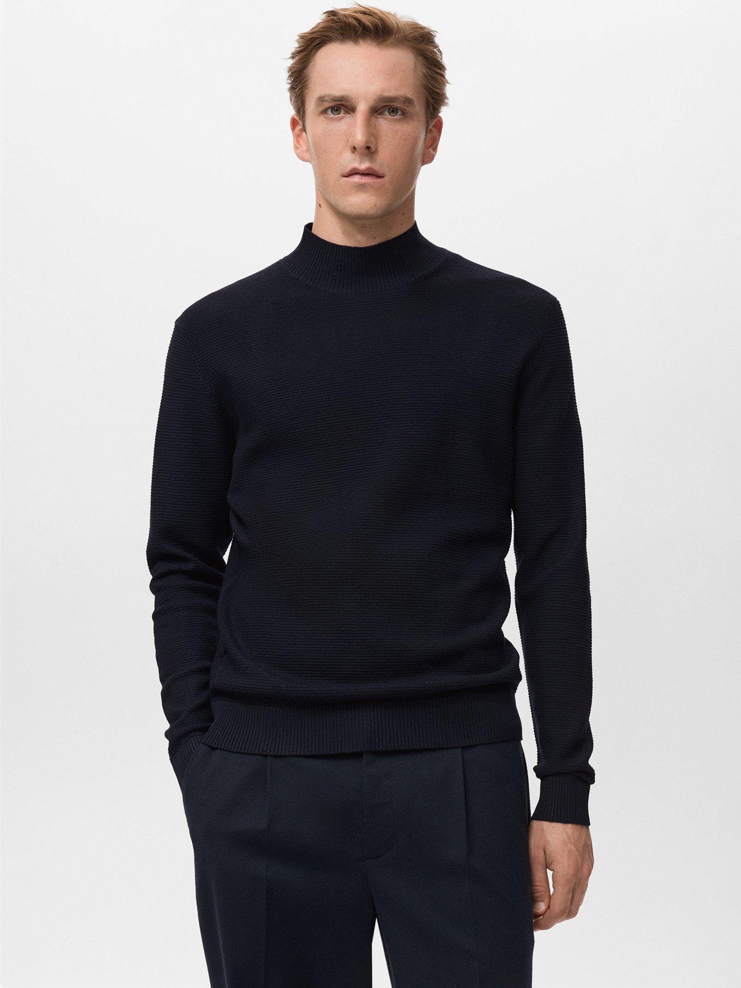 Product image 1 of 8, which shows Mango Carino Structured Perkins Neck Sweater, Navy, M