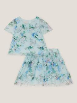 Monsoon Baby Roma Floral Top and Skirt Set, Blue/Multi - view 2, Blue/Multi