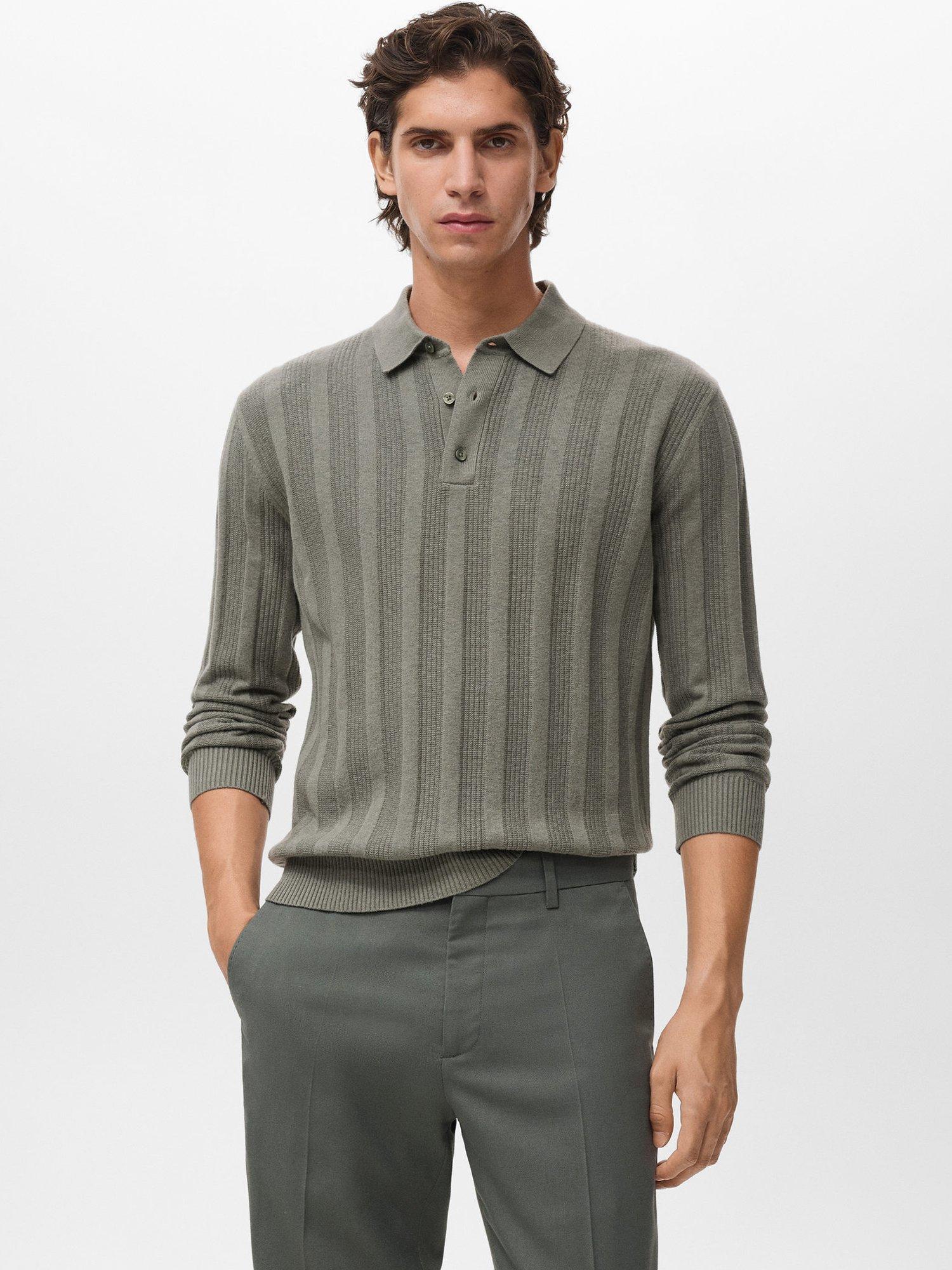 Mango Ranci Ribbed Knitted Polo Sweater