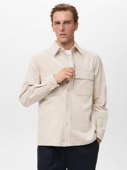 Mango Baku Corduroy Overshirt, Light Beige, Light Beige
