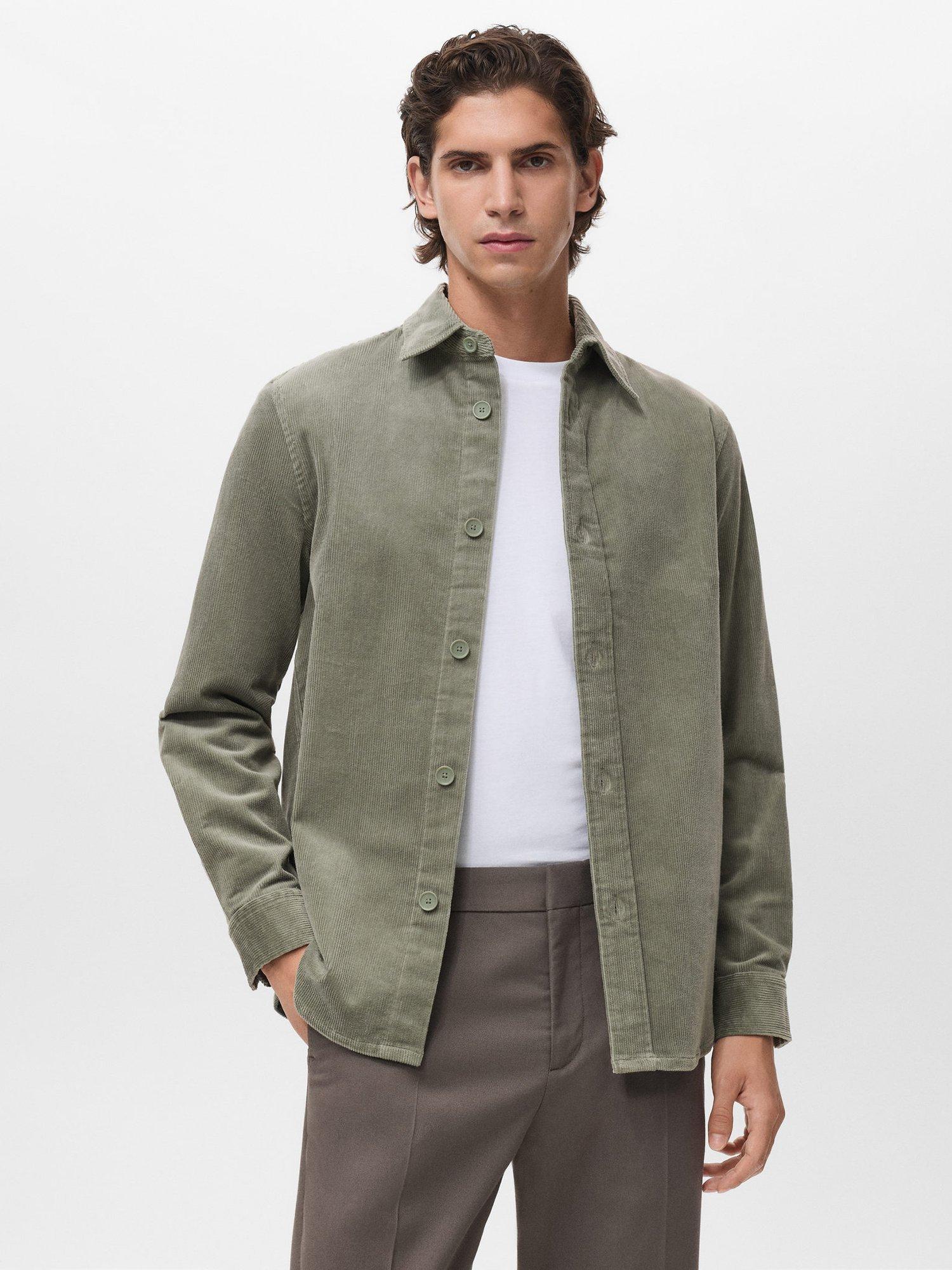 Mango Pompeia Cordurory Overshirt, Green