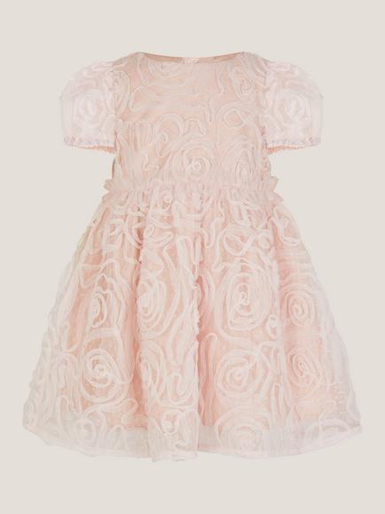 Monsoon Baby Constance Appliqué Rose Party Dress, Pink, Pink