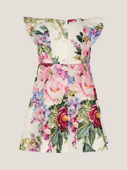 Monsoon Baby Frilly Sleeveless Floral Dress, Ivory - view 2, Ivory