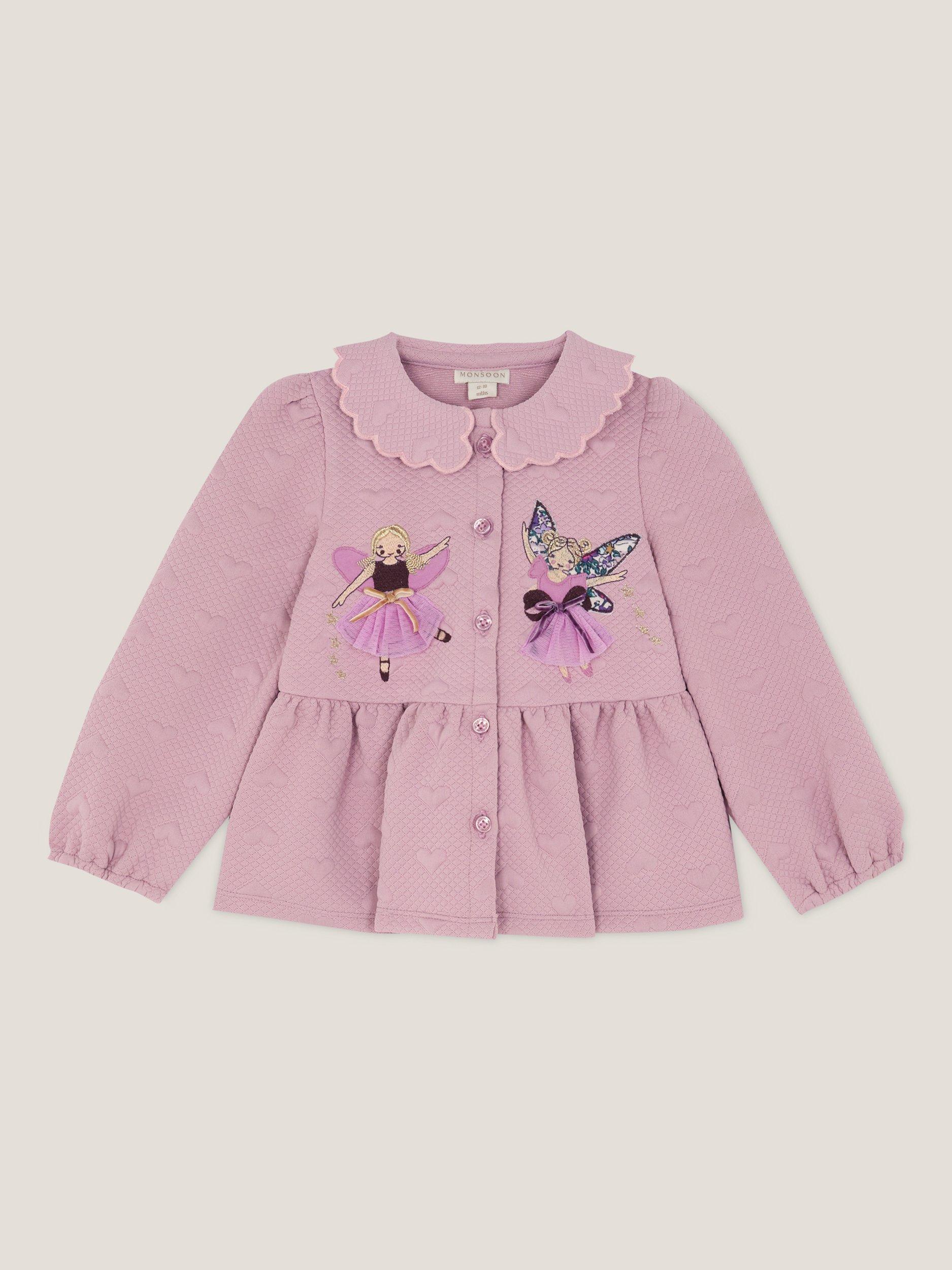 Product image 1 of 3, which shows Monsoon Baby Quilted Fairy Jacket, Pink, 0-3 months