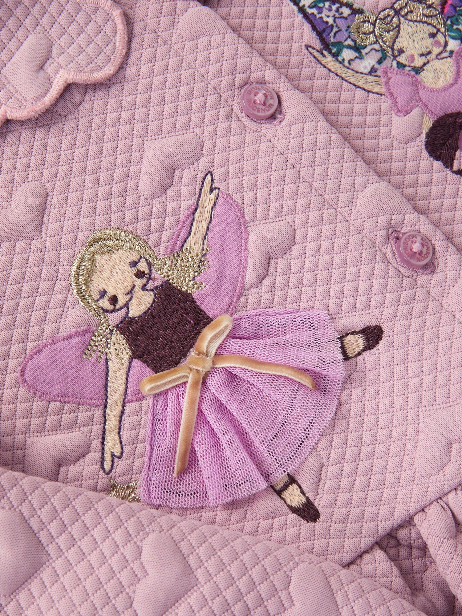 Product image 3 of 3, which shows Monsoon Baby Quilted Fairy Jacket, Pink, 0-3 months