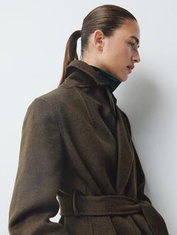 Mango Batin Wool Blend Coat, Khaki - view 2, Khaki