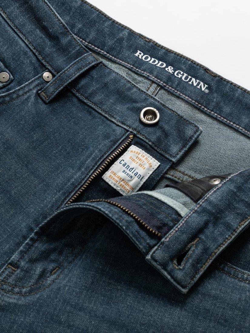 Product image 5 of 8, which shows Rodd & Gunn Kurow Regular Fit Jeans, Mid Blue, 35R