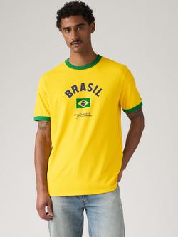 Levi's Ringer Brasil T-Shirt, Yellow/Green, Yellow/Green