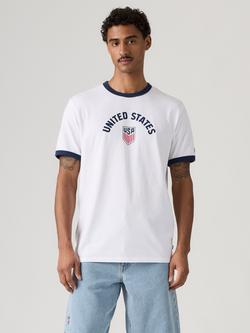Levi's Ringer Cotton United States T-Shirt, White/Blue, White/Blue