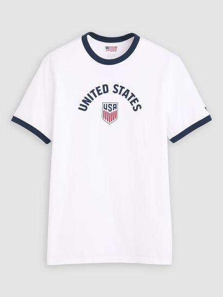 Levi's World Cup Ringer United States Cotton T-Shirt, White/Blue - view 2, White/Blue