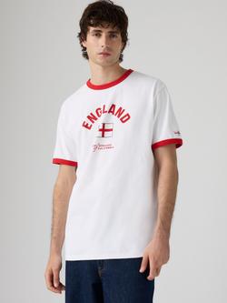 Levi's World Cup Ringer England Cotton T-Shirt, White/Red, White/Red