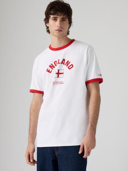 Levi's World Cup Ringer England Cotton T-Shirt, White/Red, White/Red