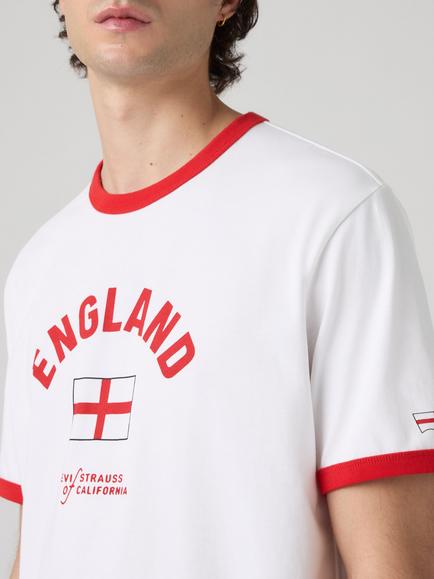 Levi's World Cup Ringer England Cotton T-Shirt, White/Red - view 2, White/Red